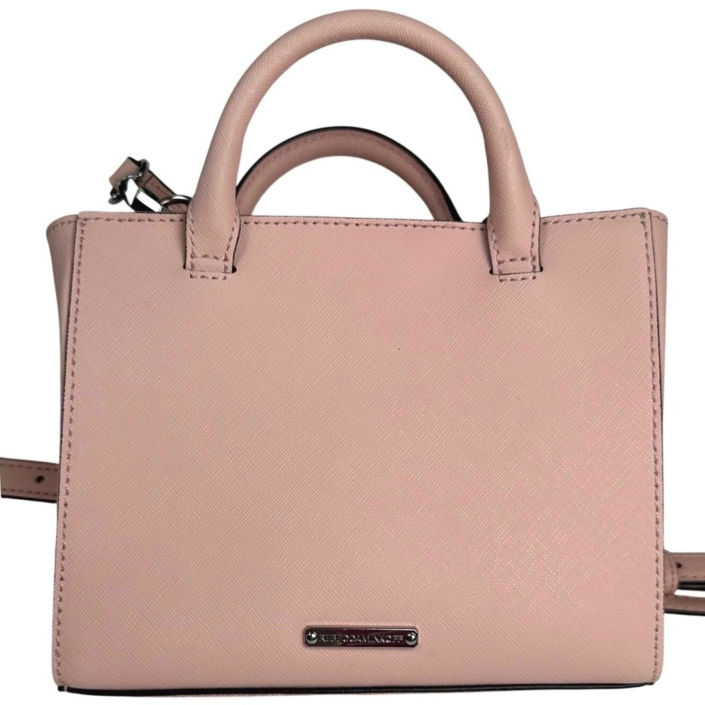 Rebecca Minkoff Mini MAB Tote Bag Pink Saffiano Leather Crossbody Satchel Chic